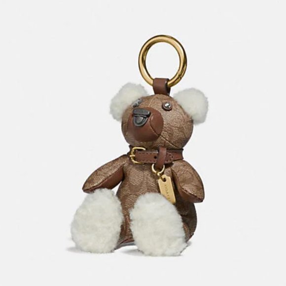 Bear Bag Charm In Signature Canvas NEW - Picture 1 of 7